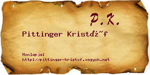 Pittinger Kristóf névjegykártya